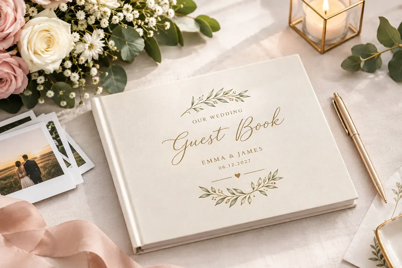 How to Personalize a Wedding Guest Book With Names, Dates, and Custom Designs